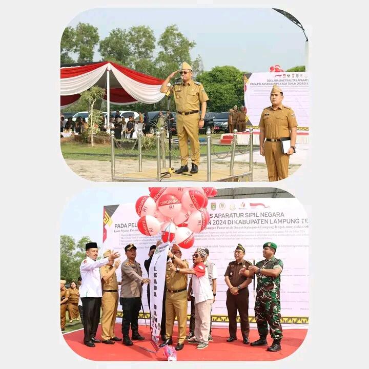 Pjs Bupati Lampung Tengah Pimpin Acara Apel Ikrar dan Deklarasi Netralitas ASN Kabupaten Lampung Tengah